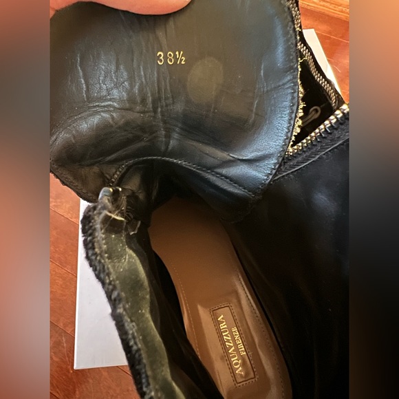 Aquazzura Kicks Velvet Zip Up Lug Sole Bootie Black 38.5 - Picture 6 of 8